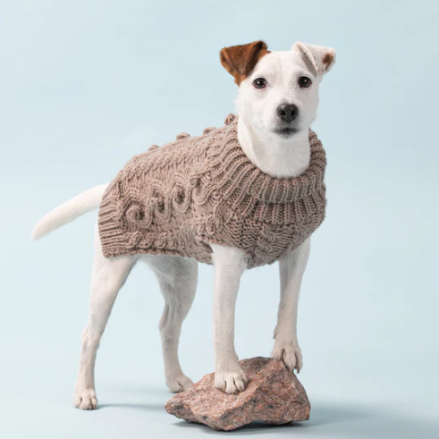 Handmade Knit Sweater Taupe for Dogs