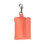 Leather Poop Bag Pouch - Orange
