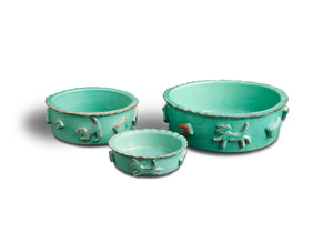 Dog Food & Water Bowls - Green - Le Pet Luxe