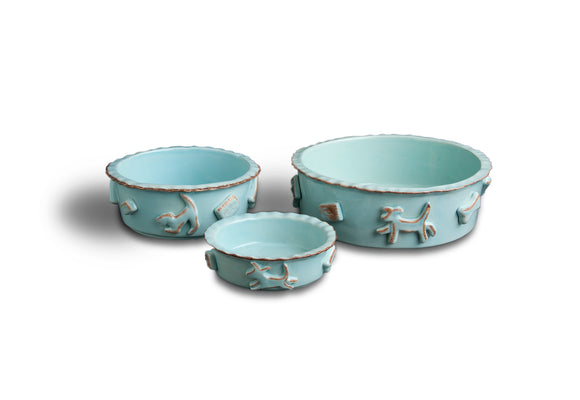 Dog Food & Water Bowls - Blue - Le Pet Luxe