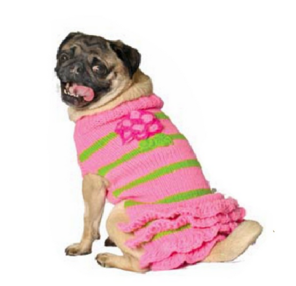 Pink Flower Skirt Dog Sweater - Le Pet Luxe