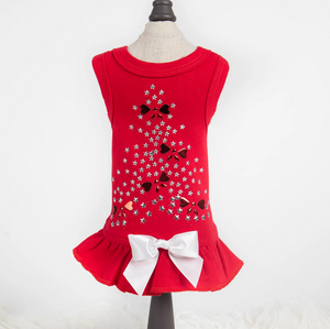 Holiday Sparkle Dog Dress ~ Red - Le Pet Luxe