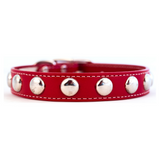 Silver Studded Collar ~ Red