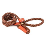 Cotton Rope Slip Leash with Leather Accents