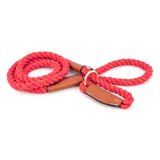 Cotton Rope Slip Leash with Leather Accents