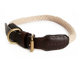 Rope And Leather Collar With Buckle ~ Deep Blue