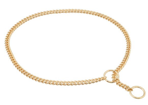 Slip Curve Show Chain Collar - Gold Plated Metal Chain
