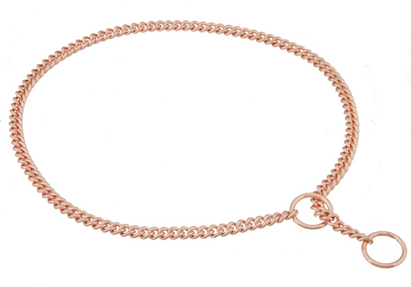 Slip Curve Show Chain Collar - Rose Gold Plated Metal Chain