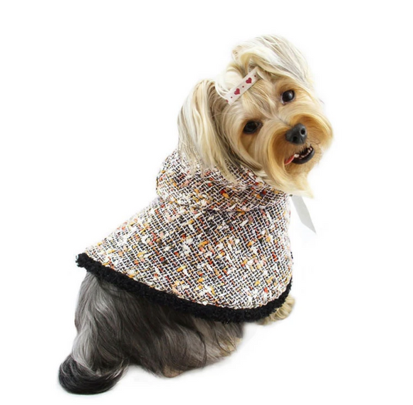 hooded Cape with Glittery fur Trim | Le Pet Luxe