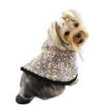 Adorable hooded cape with glittery fur trim