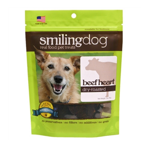 Smiling Dog Dry-Roasted Beef Heart Treats - Grain Free, Limited Ingredient Dog Treats