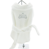 White Silver Crown Bathrobe 100% Combed Cotton Terrycloth