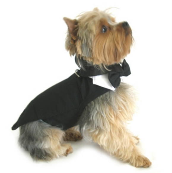 Wedding Tuxedo Black w/Tails, D-Ring and Bowtie Collar