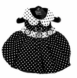 Black and White Polka Dot Dress with D-Ring and Leash