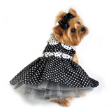 Black and White Polka Dot Dress with D-Ring and Leash