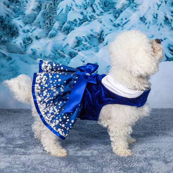 Holiday Dog Harness Dress - Snowflakes