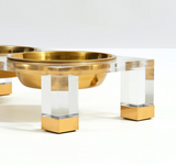 Clear Double Dog Bowl Glam Feeder with Gold Bowls