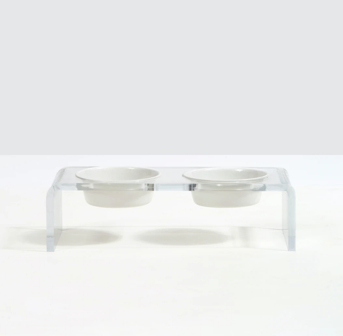 Clear Double Dog Bowl Feeder with Glass Bowls