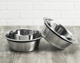 Food-Grade Stainless Steel Dog Bowl with Rubber Rim