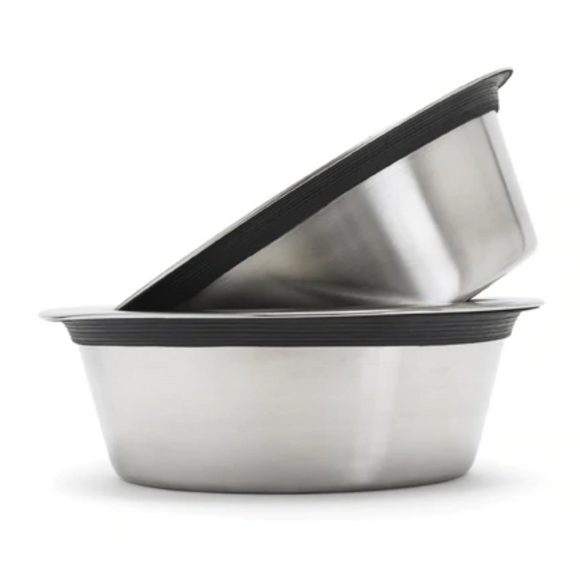 Food-Safe Stainless Steel Dog Bowl with Rubber Rim