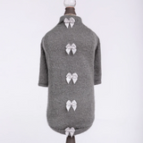 Dainty Bow Dog Sweater Pewter