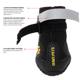 QUMY Dog Waterproof Boots for Large Dogs - Black - Le Pet Luxe