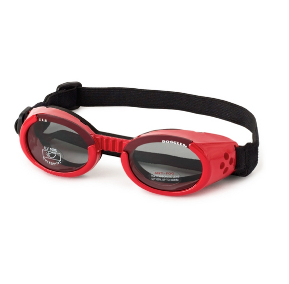 Interchangeable Lens Dog Sunglasses ~ Shiny Red Frame with Smoke Lens - Le Pet Luxe