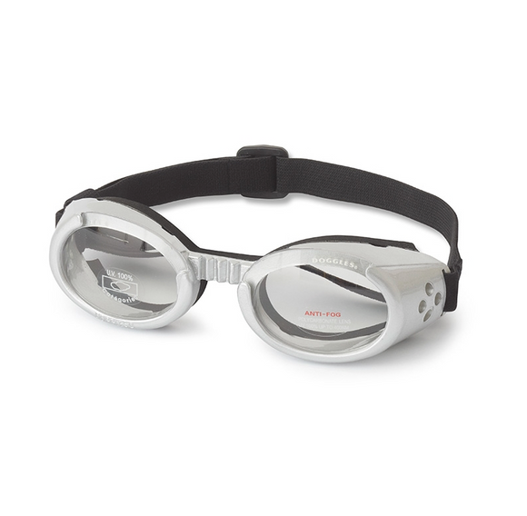 Interchangeable Lens Dog Sunglasses ~ Silver Frame with Clear Lens - Le Pet Luxe