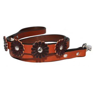 Flower Dog Leash ~ Tan and Burgundy - Le Pet Luxe