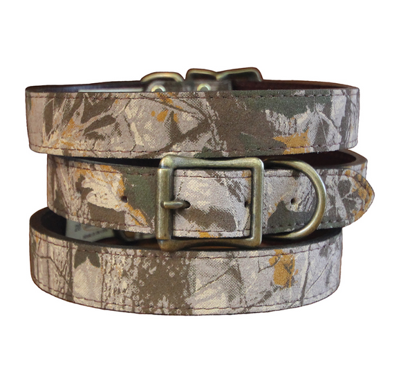 Camouflage Leather Dog Collar ~ Earth - Le Pet Luxe