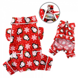 Penguins & Snowflake Flannel PJ with 2 Pockets - Red - Le Pet Luxe