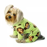 Silly Monkey Fleece Turtleneck Pajamas ~ Lime - Le Pet Luxe