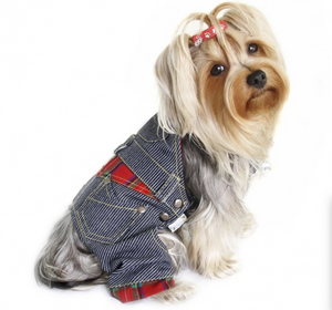 Adorable Stripy Denim Dog Overall - Le Pet Luxe