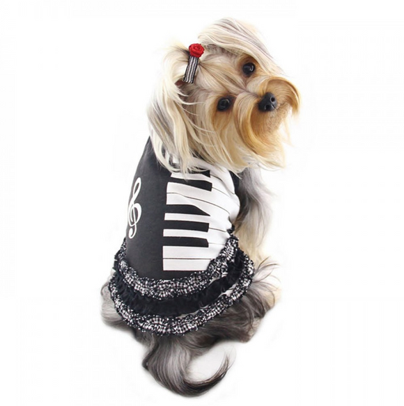 Adorable Piano Dog Dress with Ruffles - Le Pet Luxe