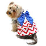 Red/White/Blue Large Bow Dog Sundress - Le Pet Luxe