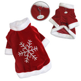 Velour Holiday Shirt With Sparkling Silver Snowflake - Le Pet Luxe