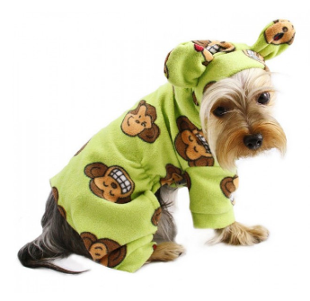 Silly Monkey Fleece Hooded Pajamas ~ Lime - Le Pet Luxe