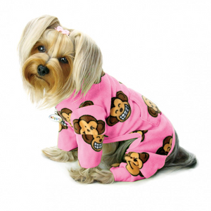 Silly Monkey Fleece Turtleneck Pajamas ~ Pink - Le Pet Luxe