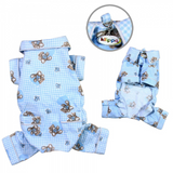 Adorable Teddy Bear Love Flannel PJ with 2 Pockets - Light Blue - Le Pet Luxe