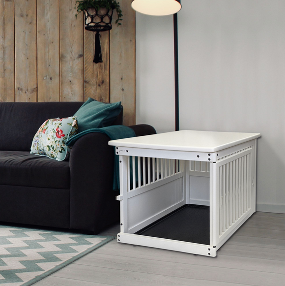 Wooden End Table Crate ~ White - Le Pet Luxe