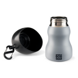 Two Stainless Steel Dog Water Bottles for small dogs, 9.5 Oz (Black & Grey) - Le Pet Luxe