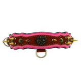 Athena Spiked Leather Dog Collar - White-Red