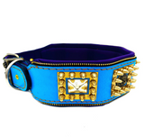 Blue Lion Head Exclusive Leather Dog Collar