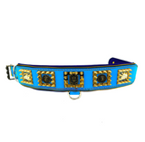 Blue Lion Head Exclusive Leather Dog Collar