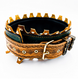Brown-Khaki ''Ancient'' Leather Dog Collar