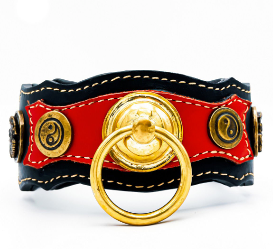 Red ''Achilles'' Exclusive Leather Dog Collar