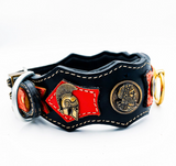 Red ''Achilles'' Exclusive Leather Dog Collar