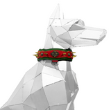 Athena Spiked Leather Dog Collar - Red-Dark Green