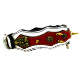 Athena Spiked Leather Dog Collar - White-Red