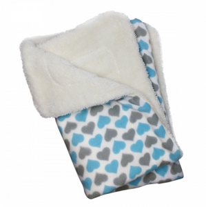 Blue and Grey Hearts Fleece Blanket - Le Pet Luxe